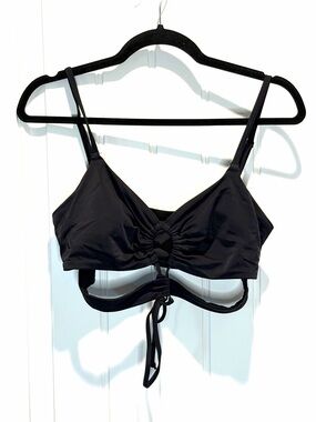 PINK Black Strappy Tie-Front Bikini Top